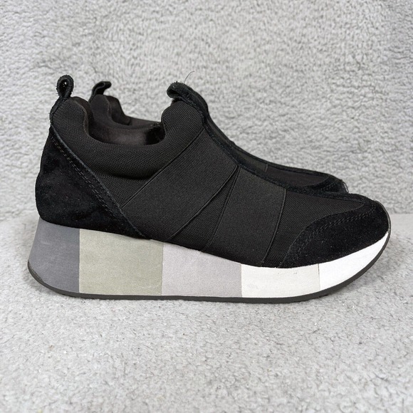 Donald Pliner Prix Syol Womens Size 9 Slip On Platform Sneakers Shoes Black - Picture 1 of 12